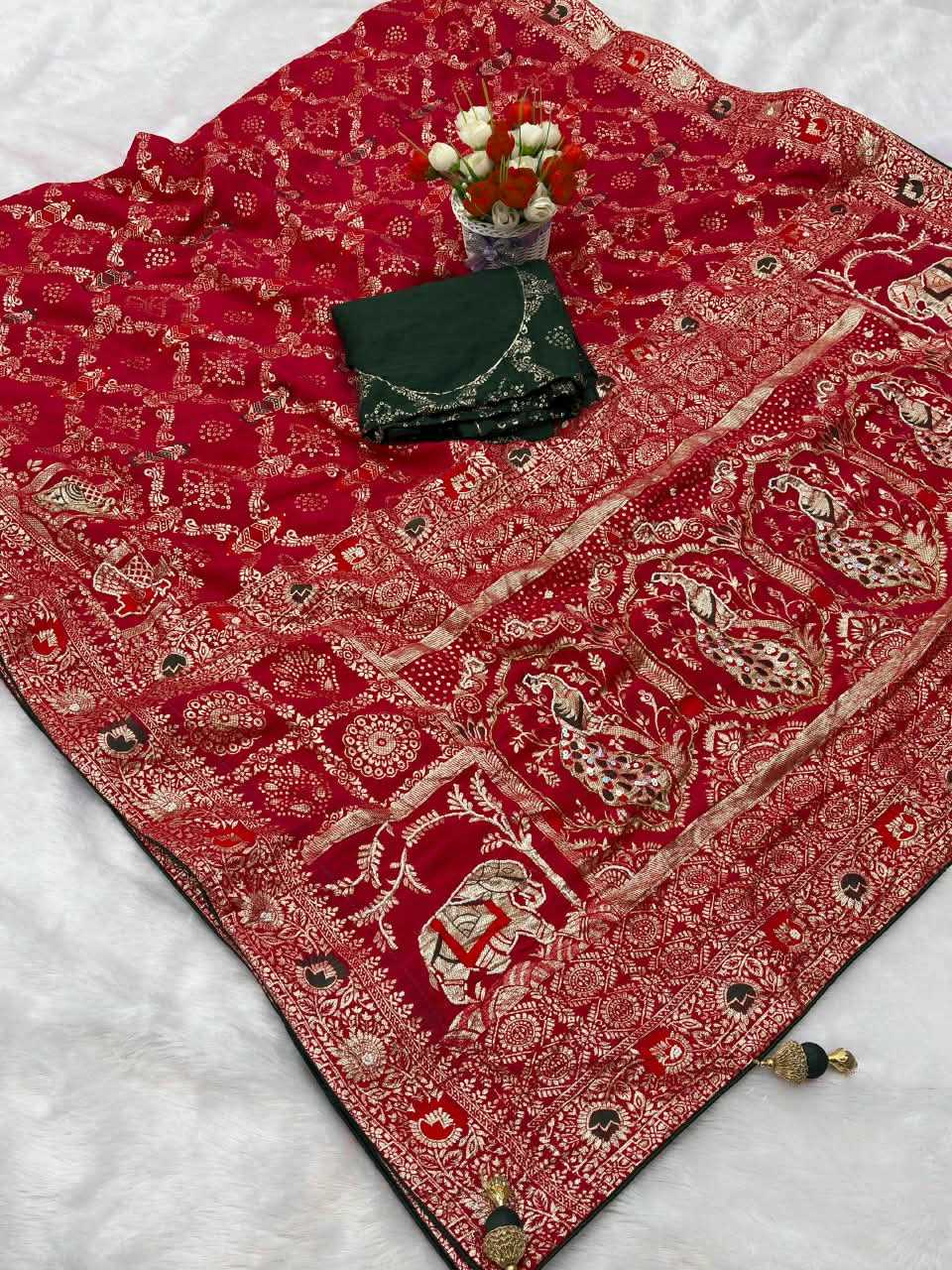 Viscose Designer Saree in Orange