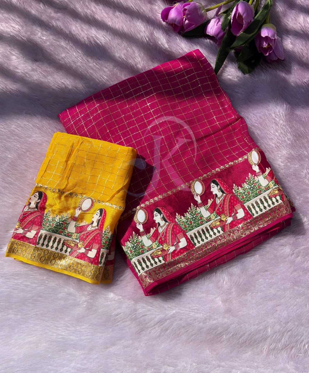 Viscose Mirror Work Saree
