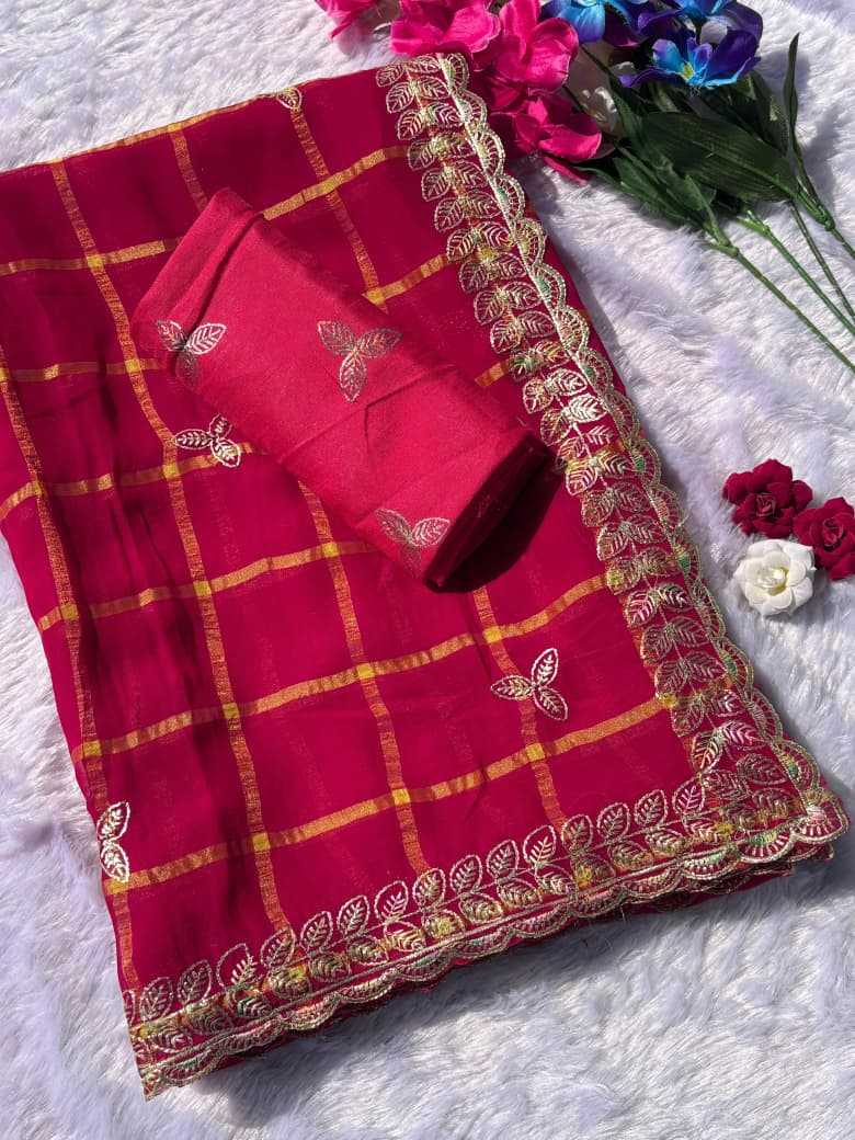 Premium Georgette Designer Saree in Pale Red