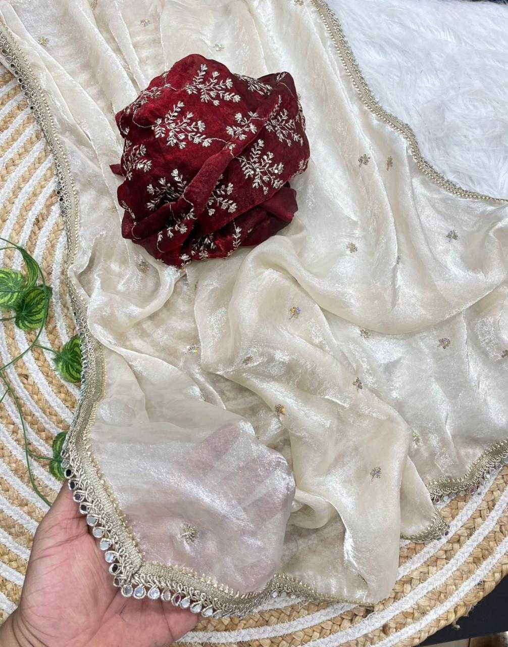 Satin Embroidered Saree