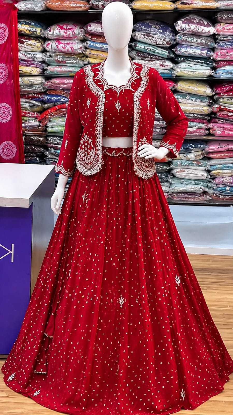 Vichitra Silk Embroidered Lehenga