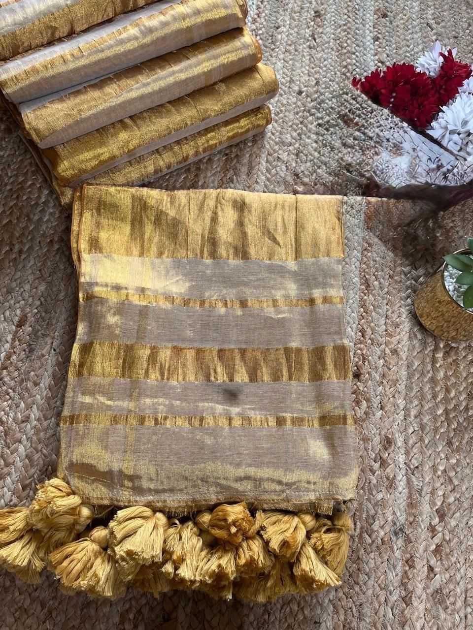 Tissue Silk Zari Border Saree