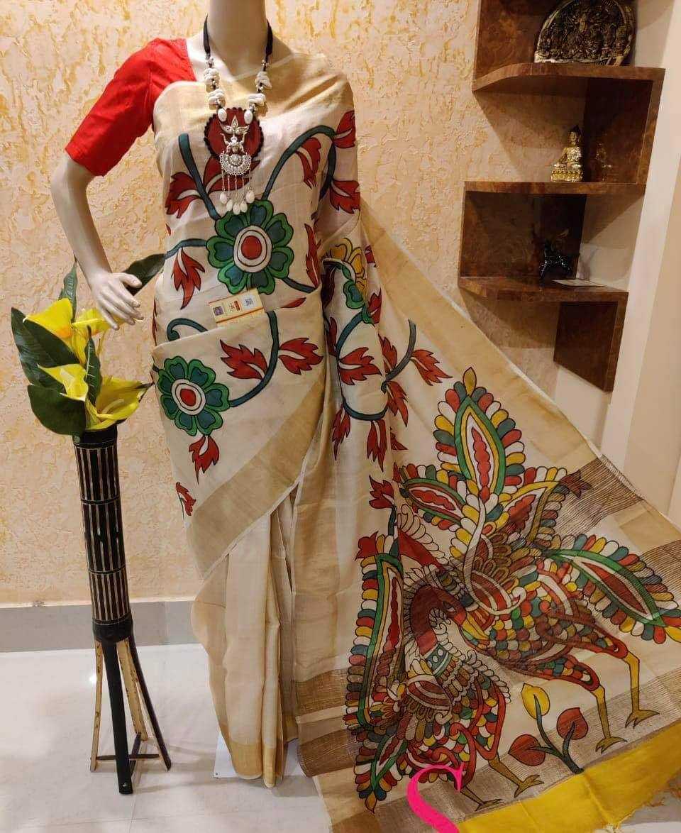 Linen Printed Saree in Grey