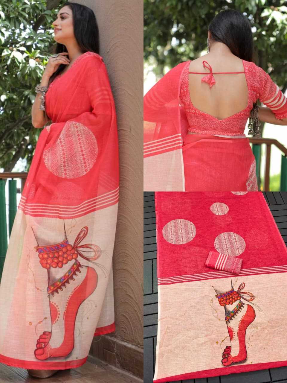 Linen Designer Saree 167
