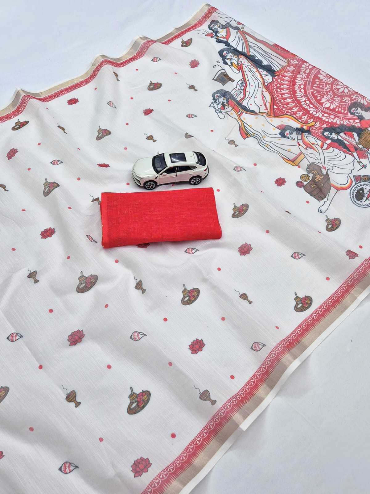Linen Printed Saree 696