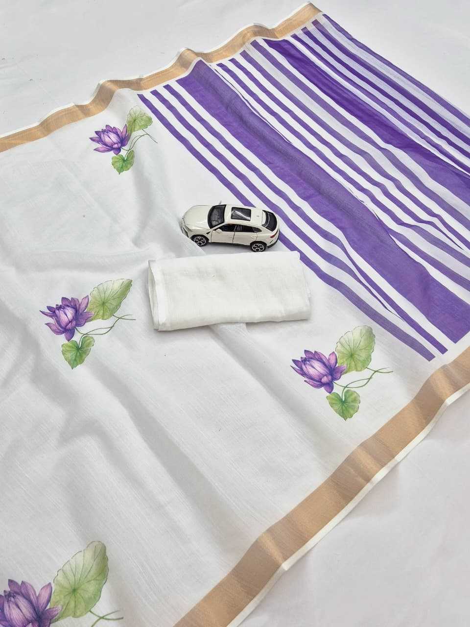 Linen Zari Border Saree 697