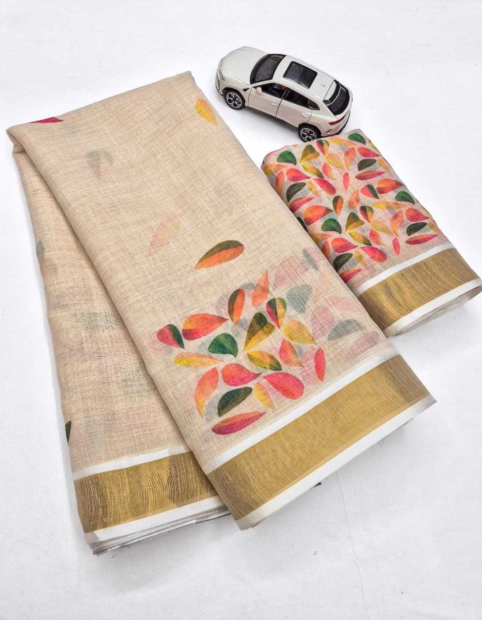 Linen Designer Saree in Light Pink