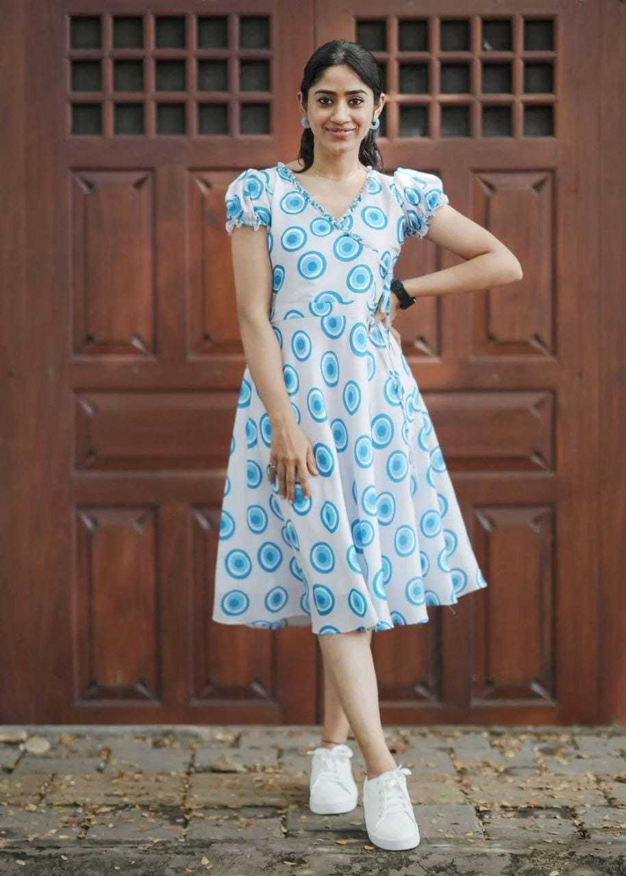 Grey Georgette A-line Dress