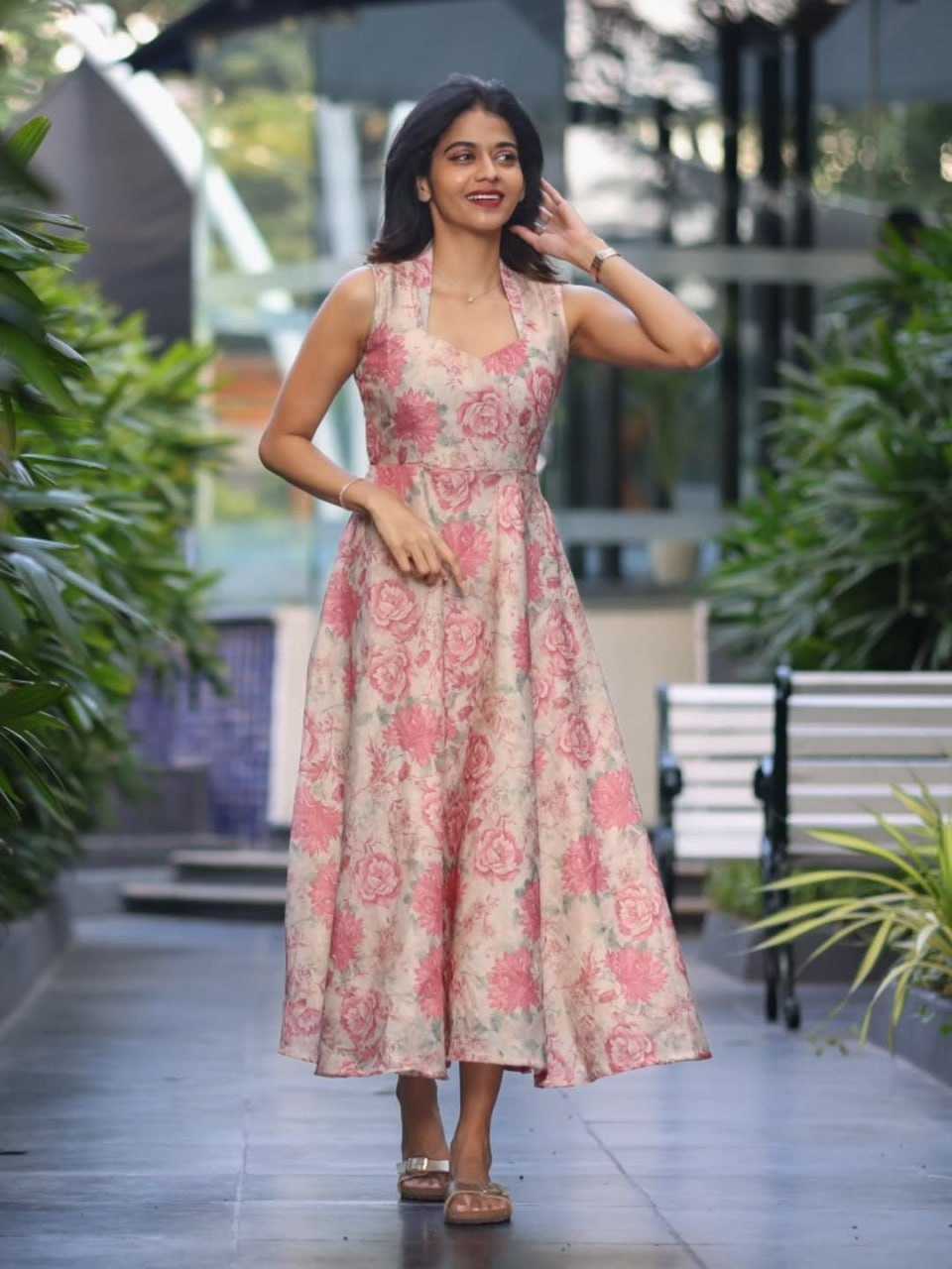 Neckline Cotton Designer Dress