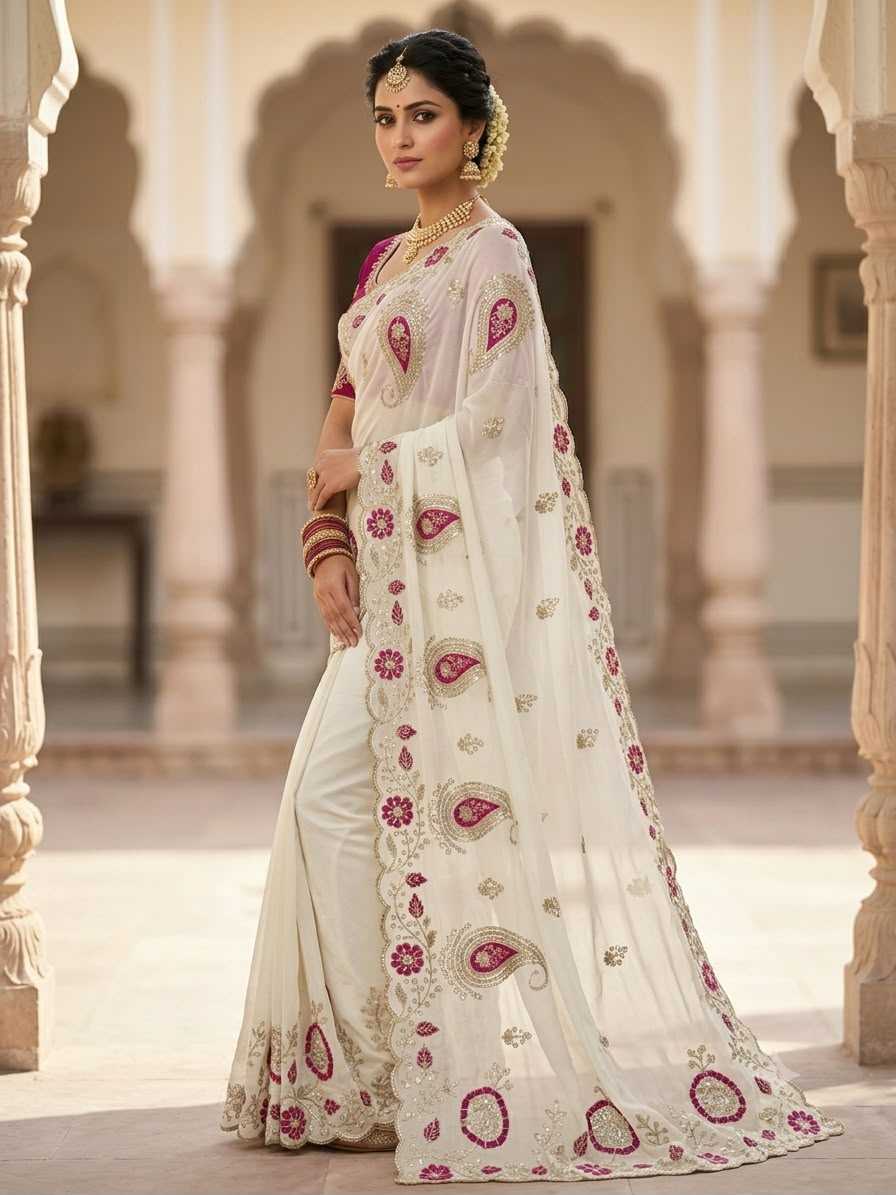 Georgette Saree in Mustard