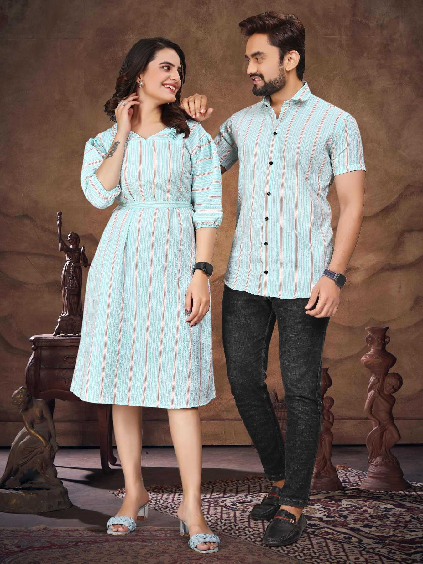 Cotton Couple Matching Ethnic Outfits