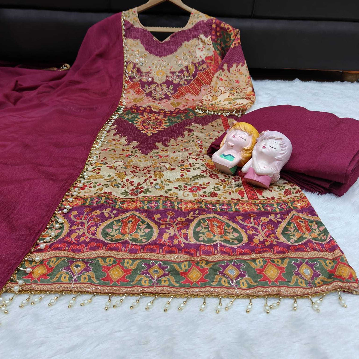 Pearl Chinon Silk Sharara Salwar Suit