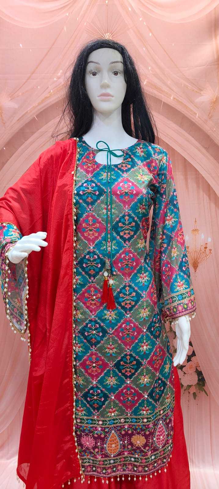 Chinon Silk Sharara Salwar Suit JT-144392
