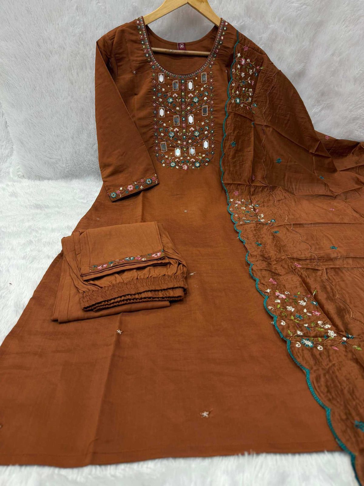 Viscose Embroidered Kurti in Mustard