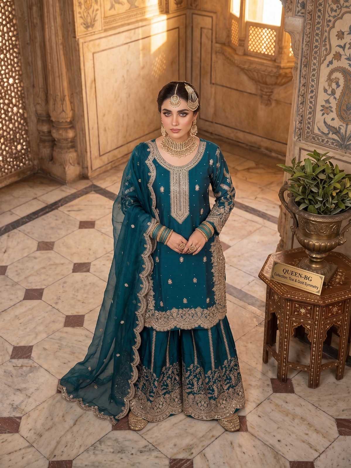 Heavy Silk Sharara Salwar Suit