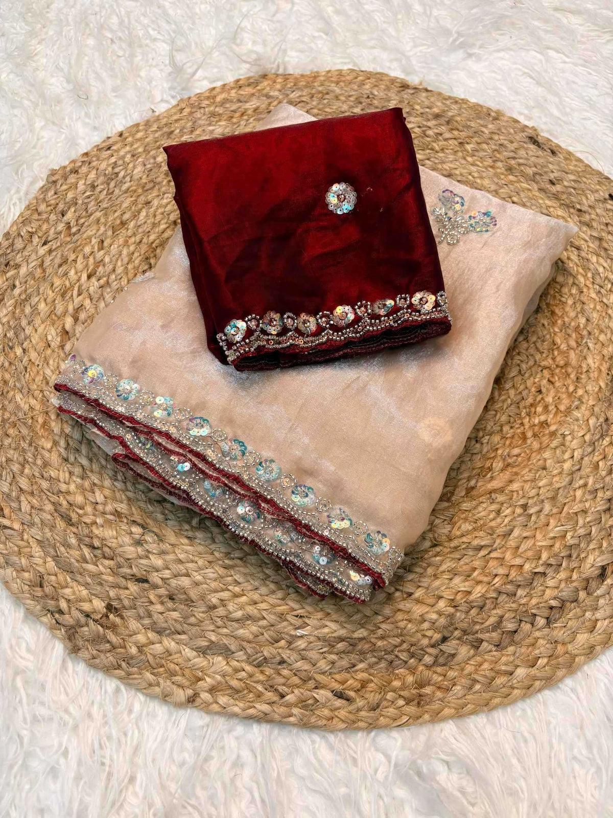 Fendy Beads Space Silk Party Wear Saree