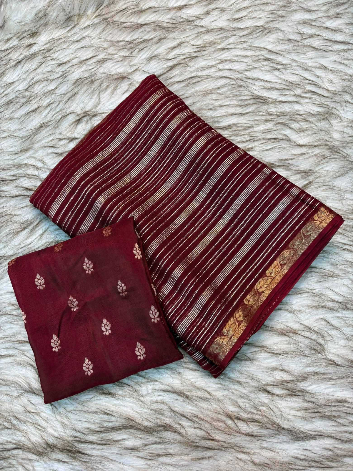 Shree Stripes Pure Viscos Georgette Saree