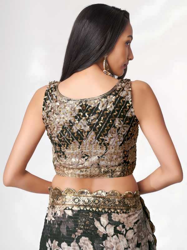 Organza Embroidered Saree in Matching 1103