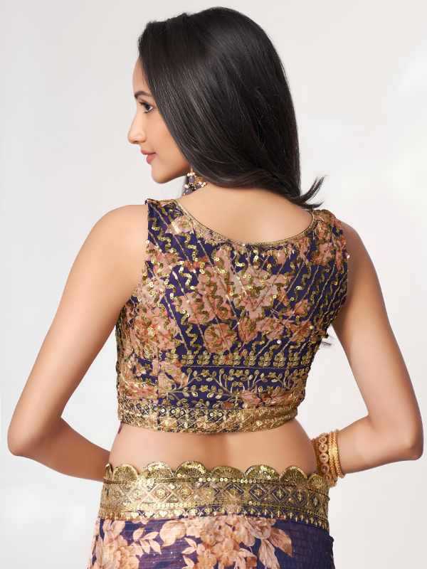 Organza Sequence Saree in Matching 1108