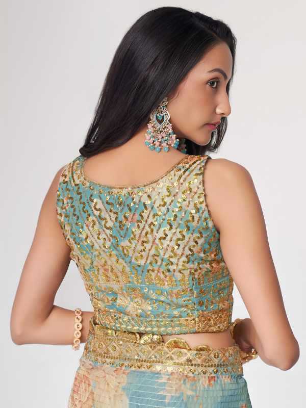 Organza Designer Saree in Matching