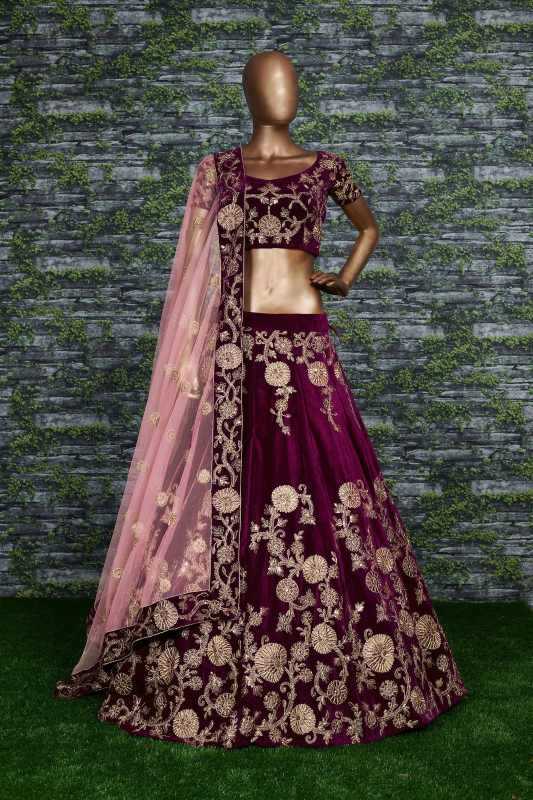 Velvet Wedding Lehenga in Black