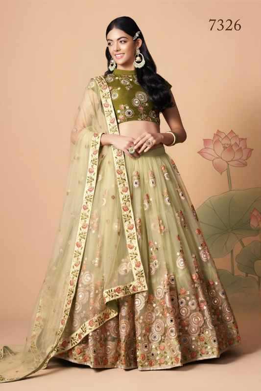 Soft Net Wedding Lehenga 7326
