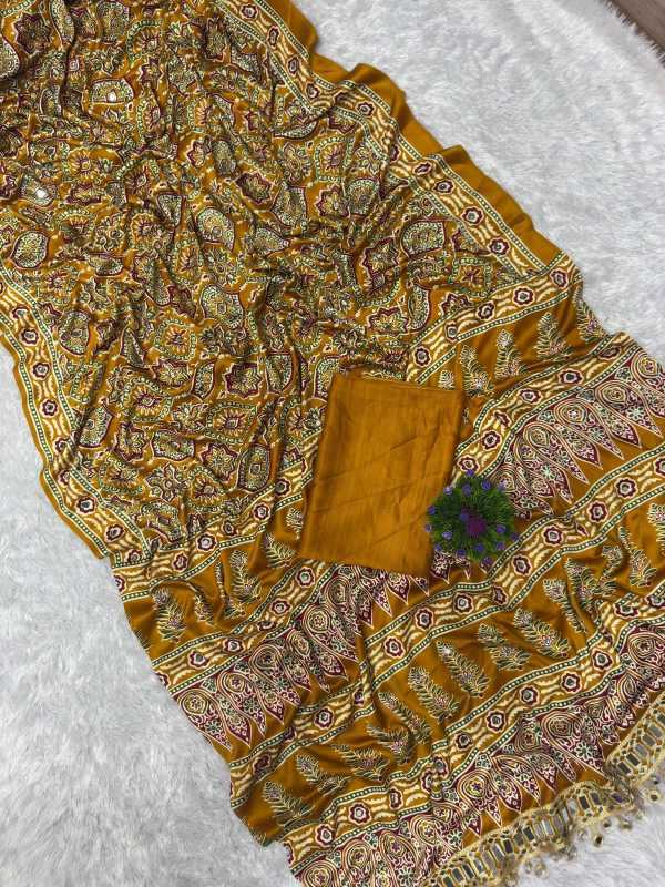 Satin Printed Saree in Black