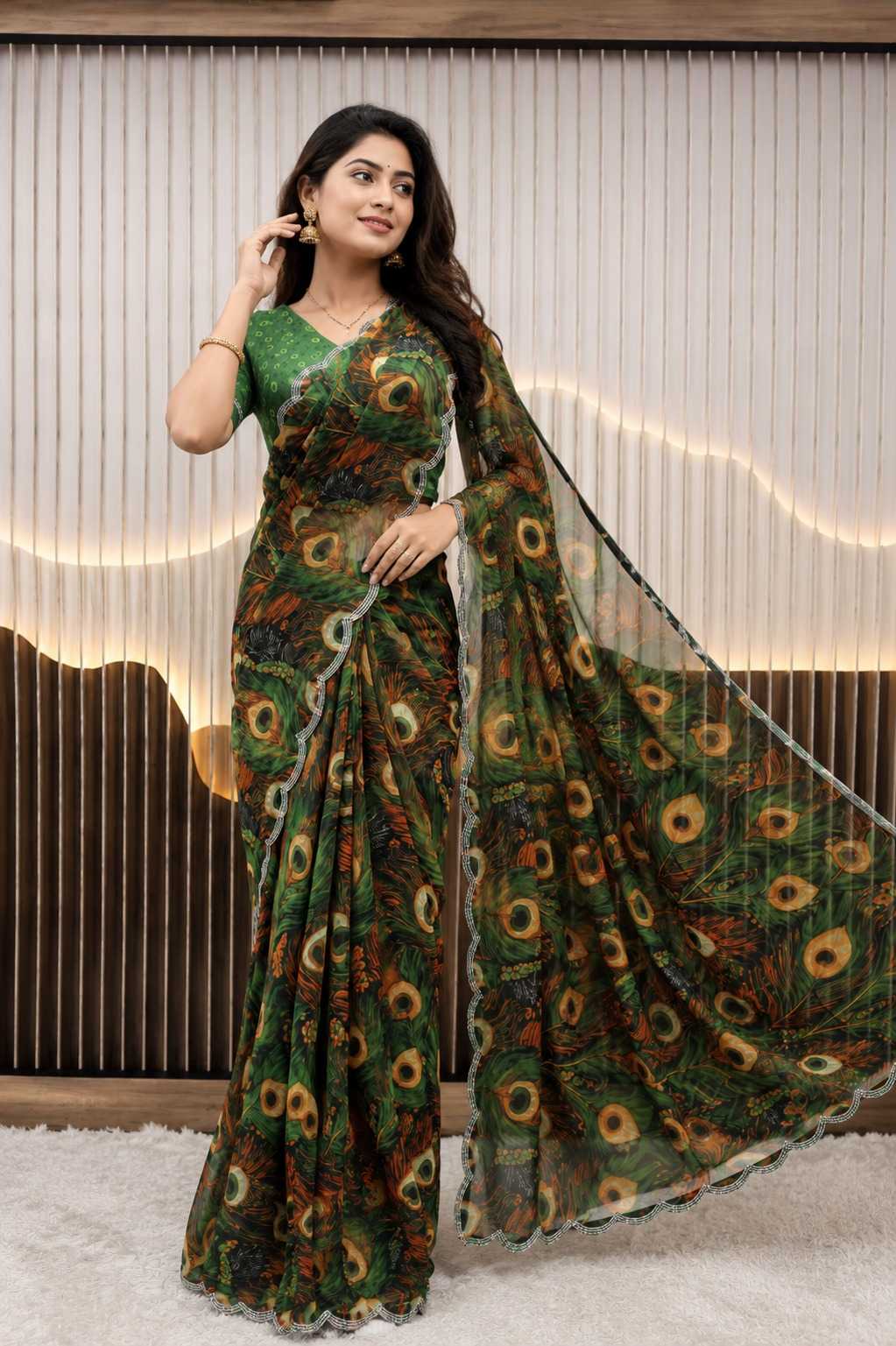 Georgette Printed Saree 0155
