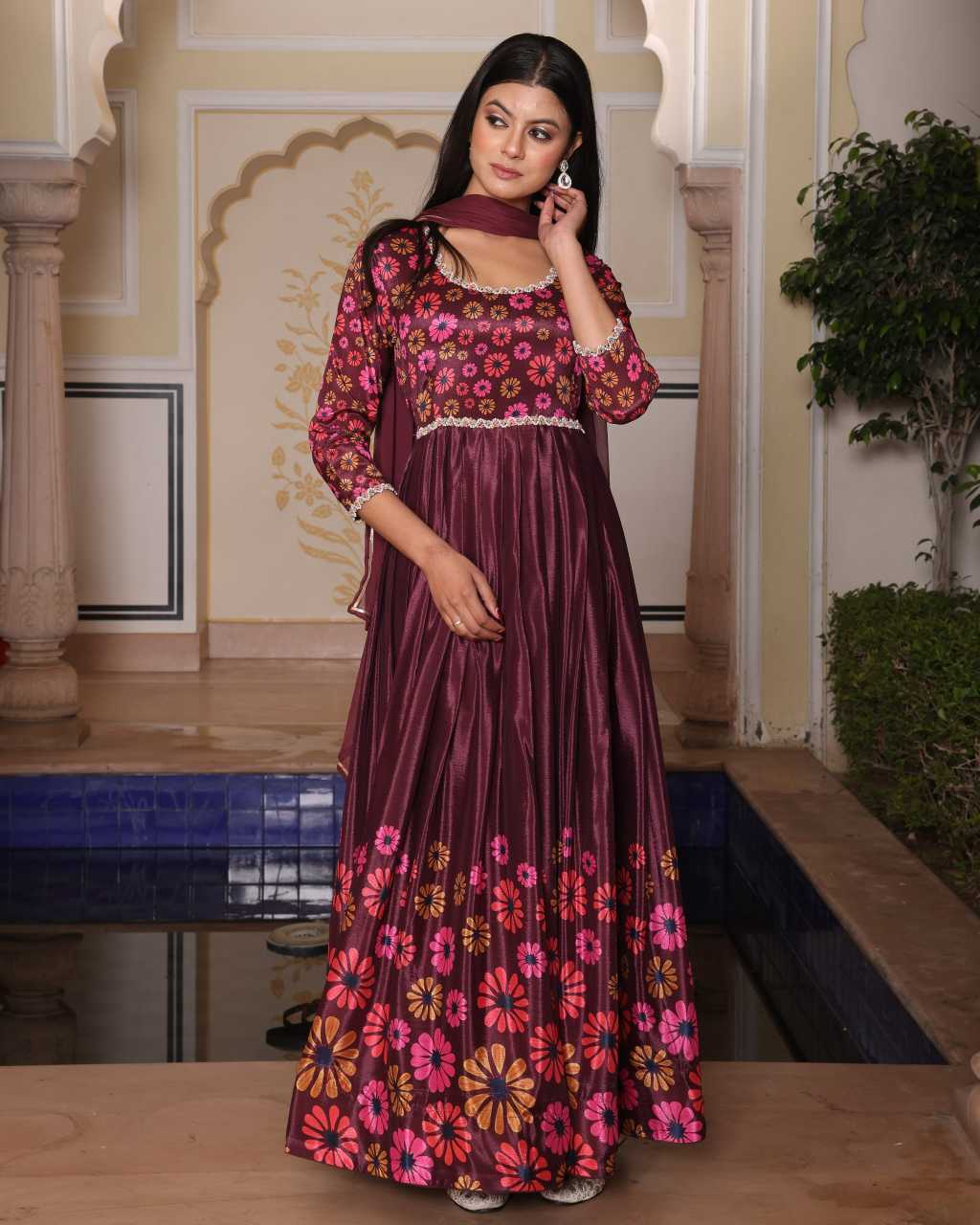 Chinon Silk Printed Kurti