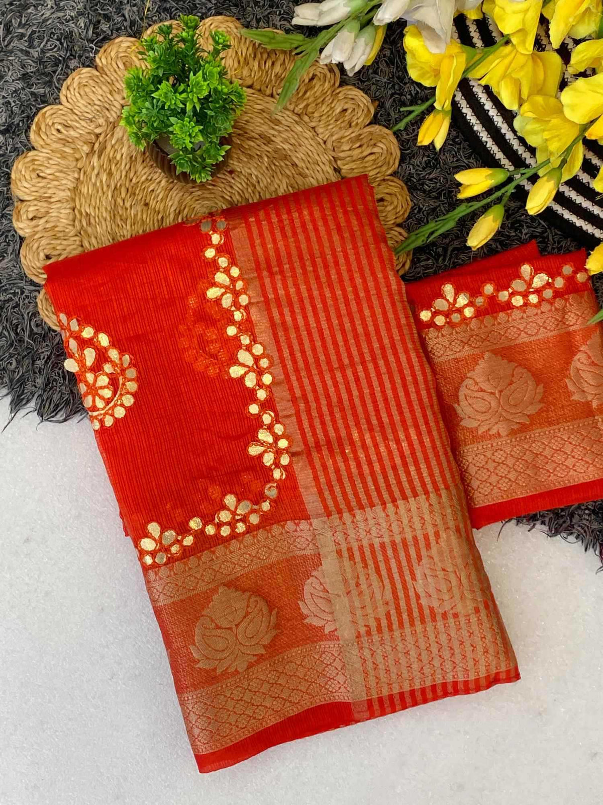 Cotton Zari Border Saree