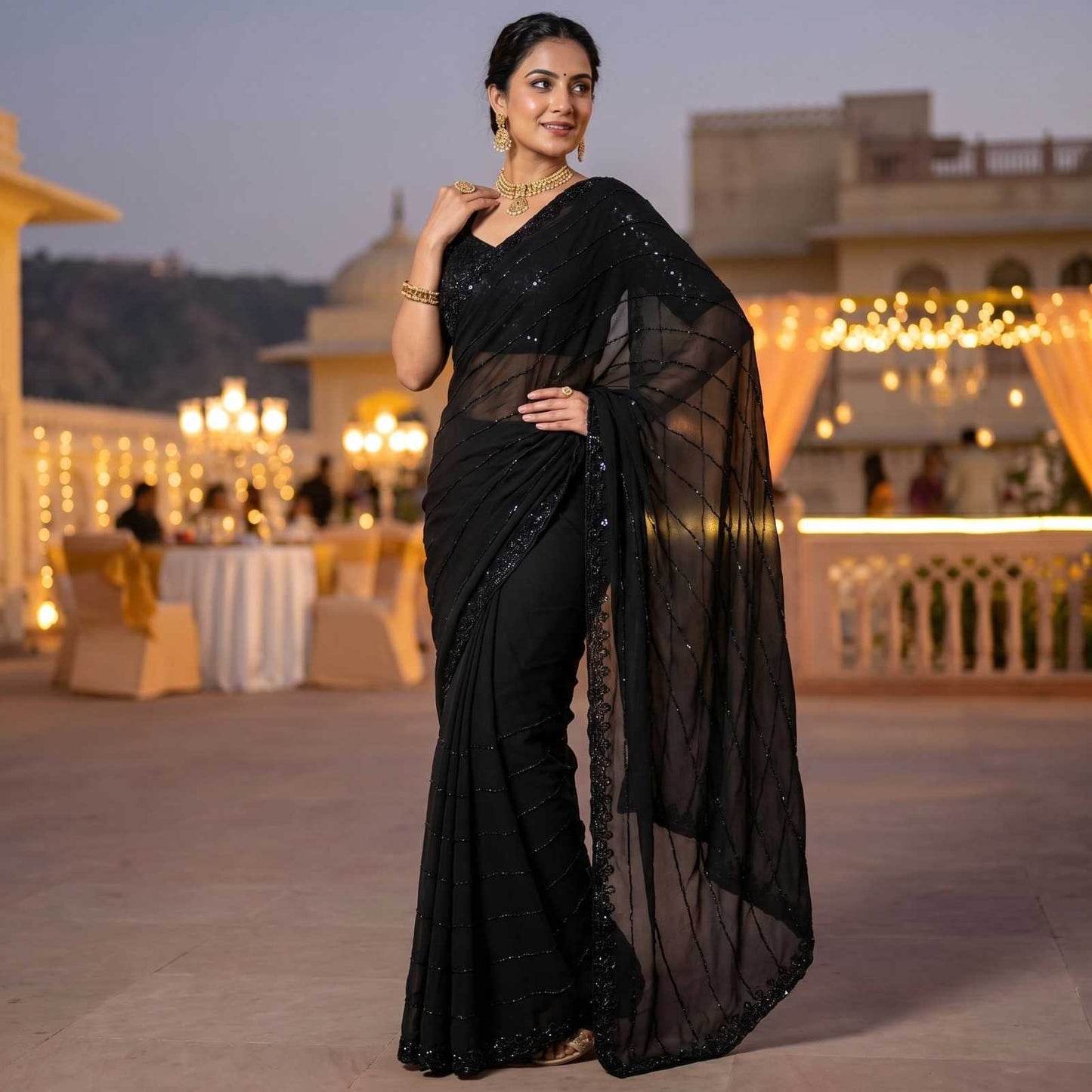 Faux Georgette Fancy Saree