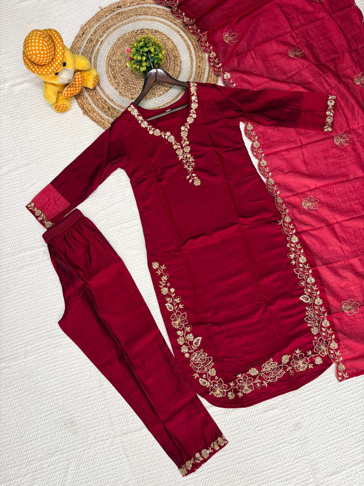 Heavy Roman Silk Embroidery Suit