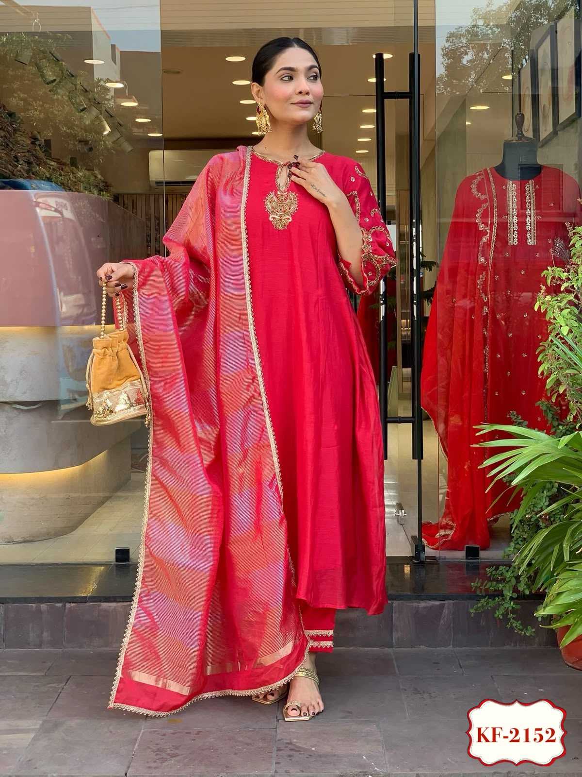 Viscose Chanderi Embroidery Suit