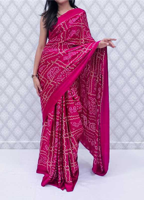 Gajji Silk Printed Saree in Red