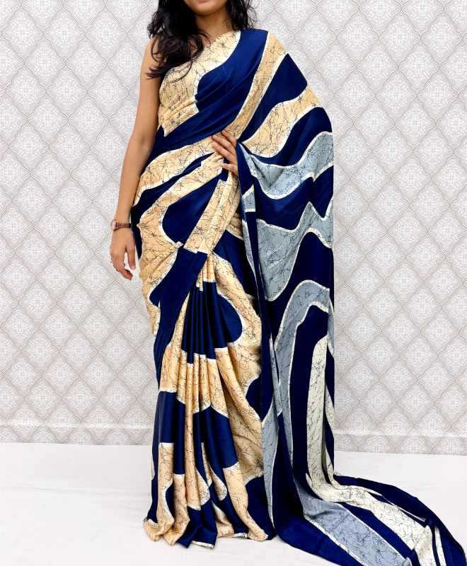 Satin Silk Designer Saree in Black