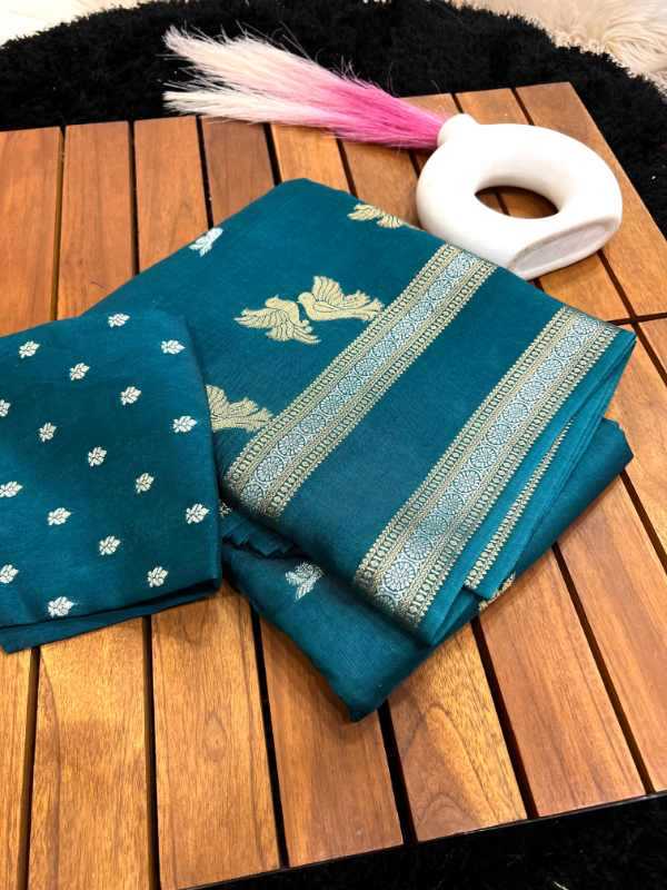 Pure Silk Designer Saree in Brown