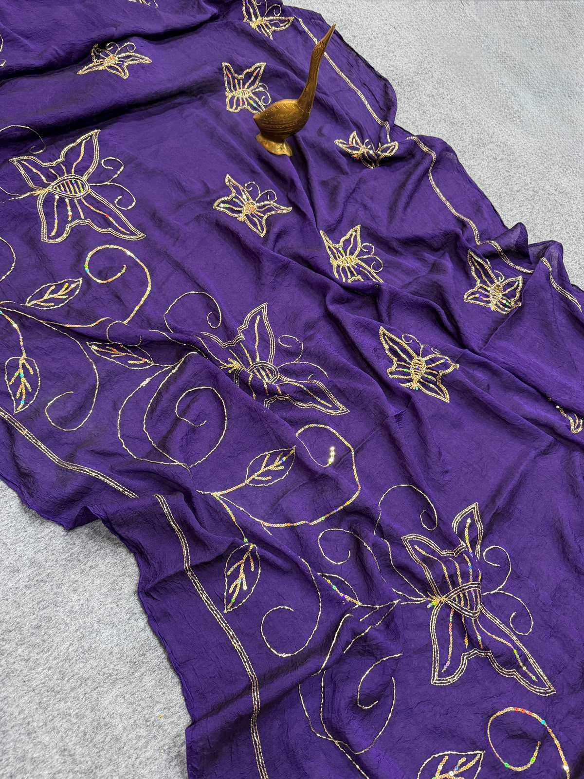 Crush Silk Designer Saree in Mustard
