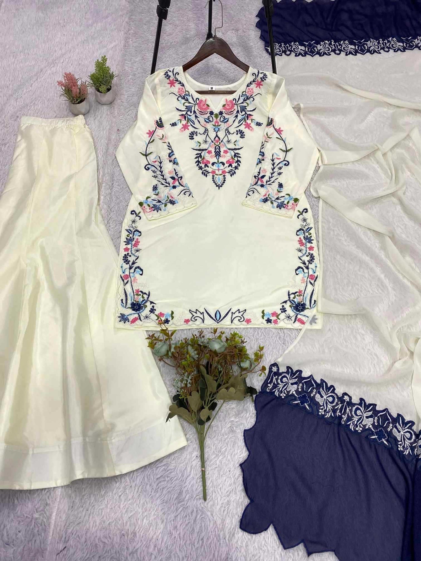 Crepe Silk Embroidery Suit