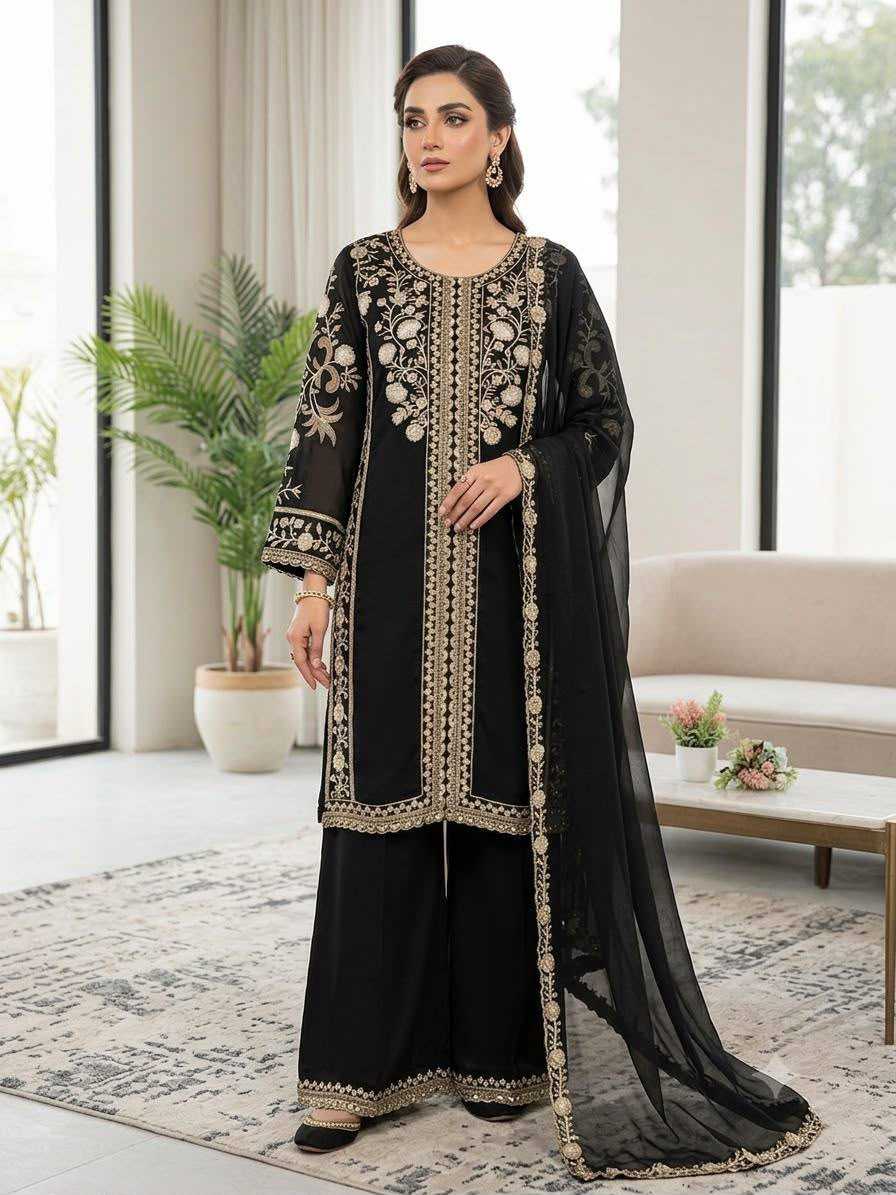 Heavy Roman Silk Embroidery Suit in Morpich