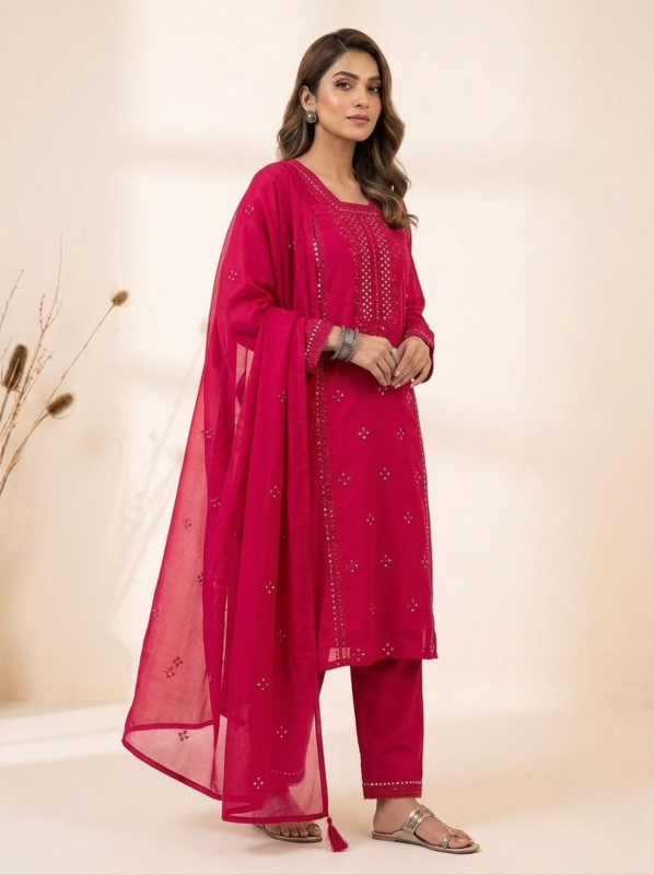Heavy Roman Silk Embroidery Suit