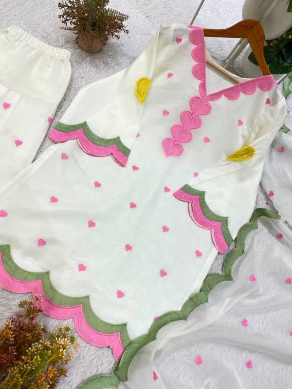Chanderi Cotton Sharara Salwar Suit in Sky Blue