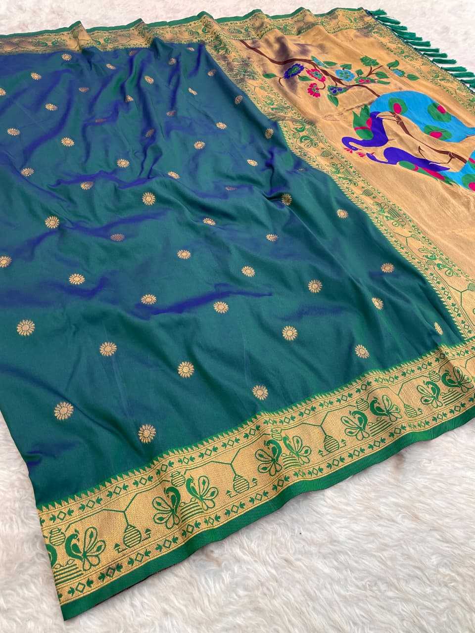 Morni Paithani Silk Butta Saree