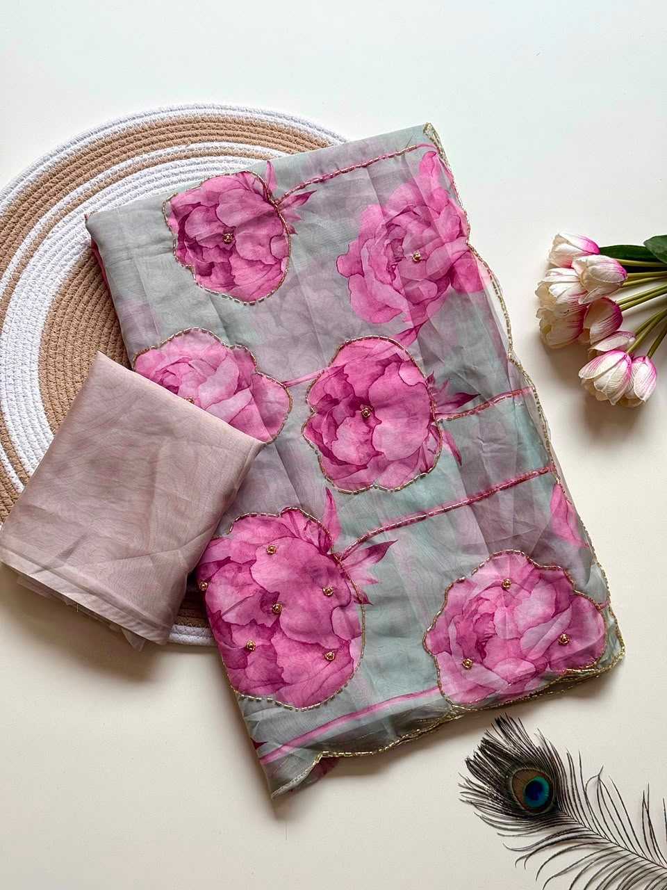 Garima Tabby Silk Soft Saree in Lavender Pink