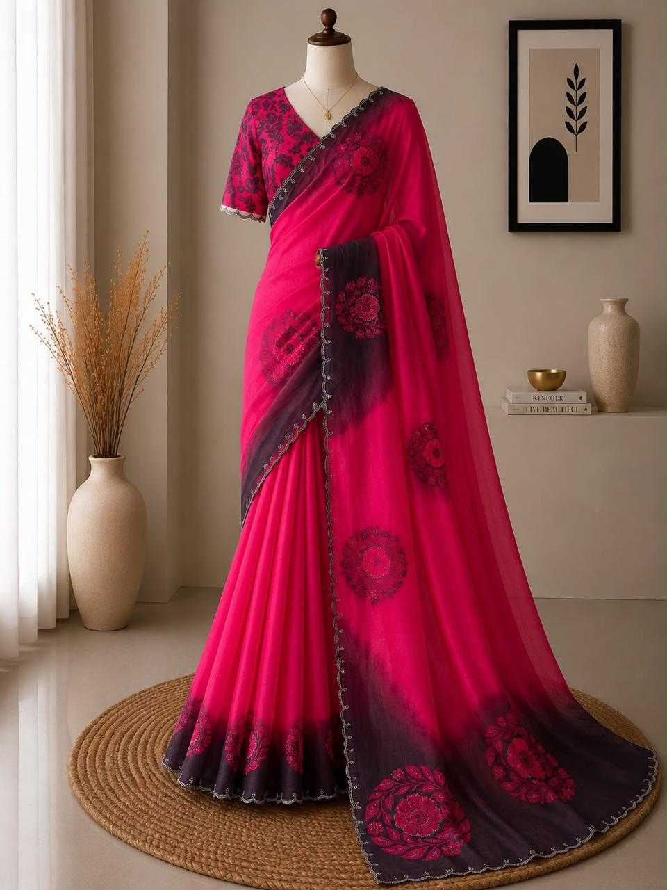 Satin Printed Saree