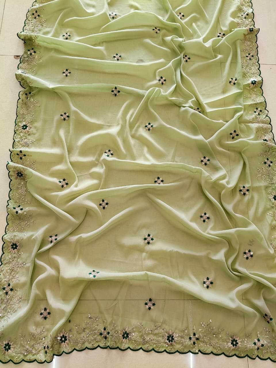 Radha Premium Georgette Fancy Saree in Pista