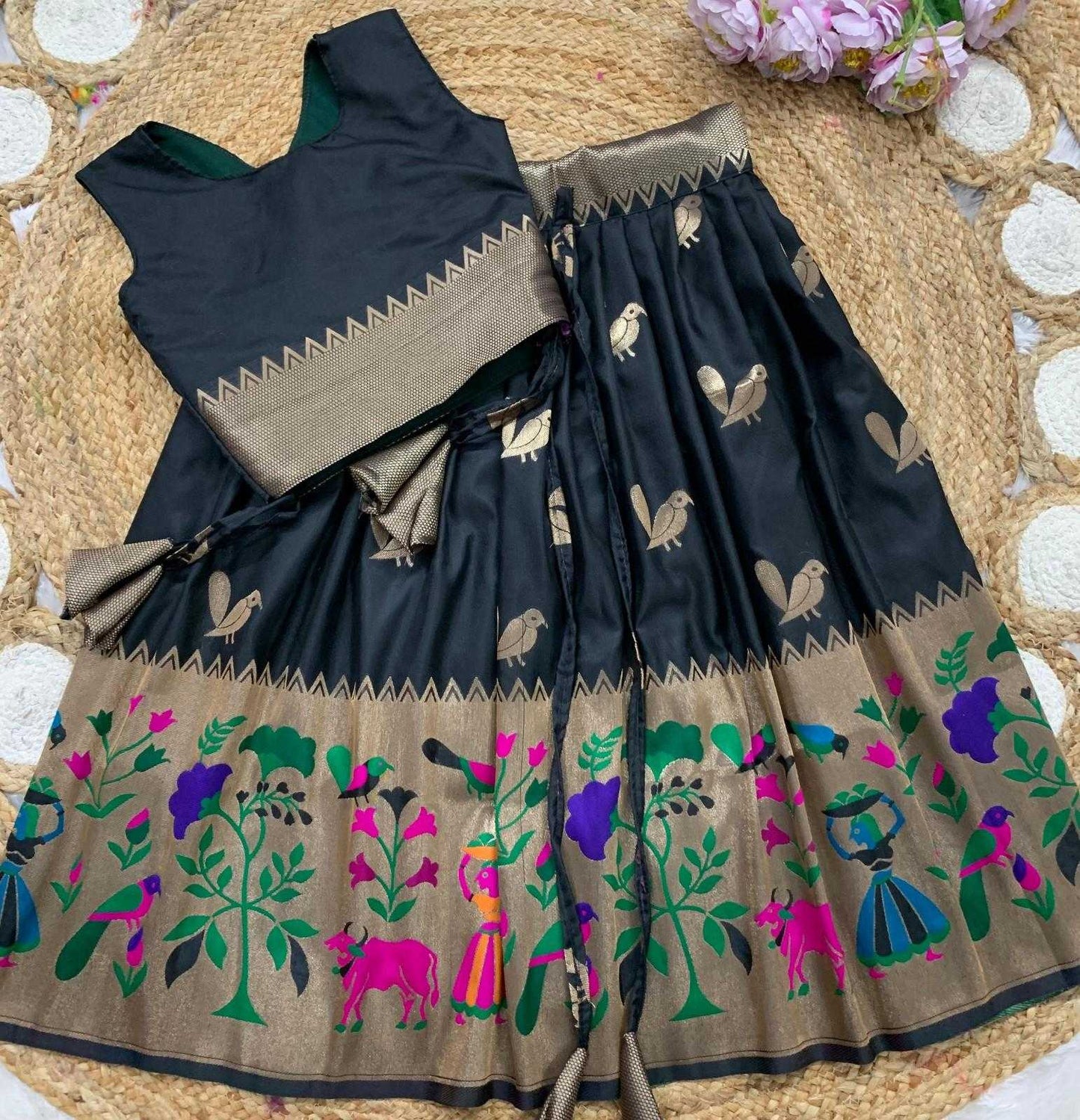 Paithani Silk Kids Lehenga
