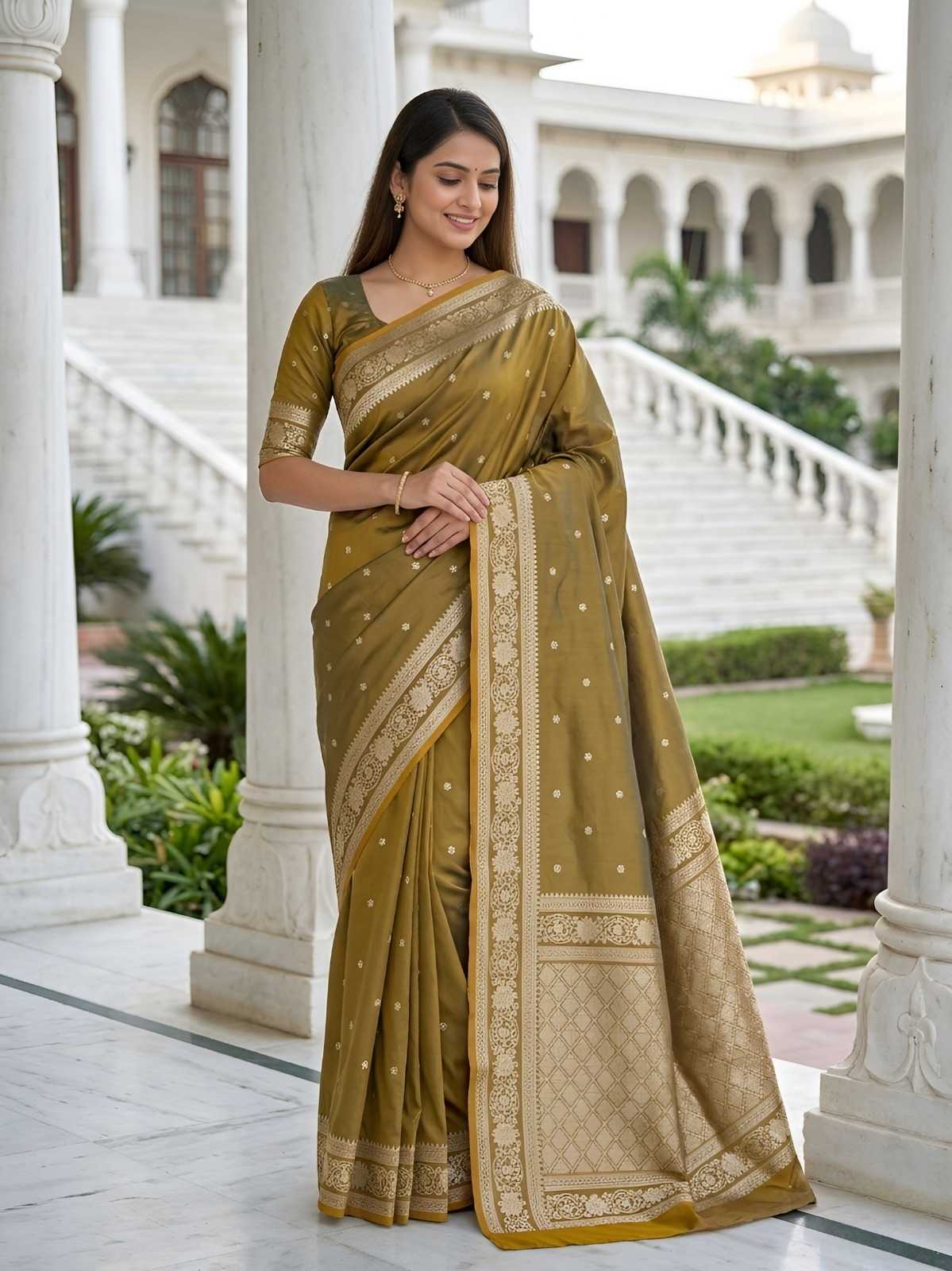 Banarasi Soft Silk Saree in Green