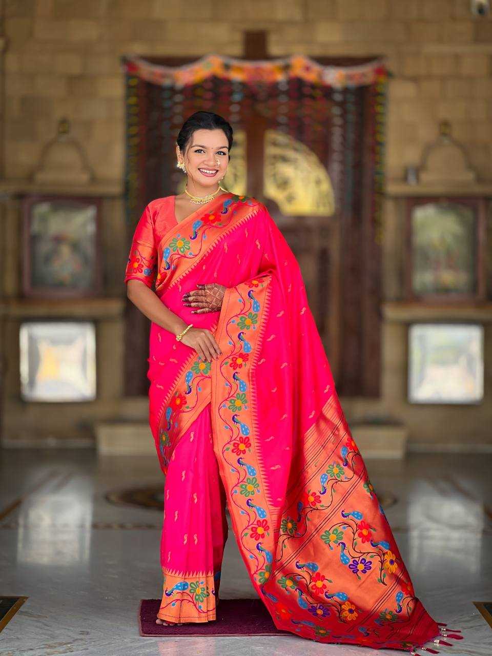 Anuradha Paithani Silk Saree in Rama