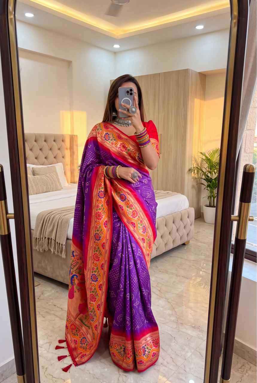 Bandhani Paithani Silk Saree