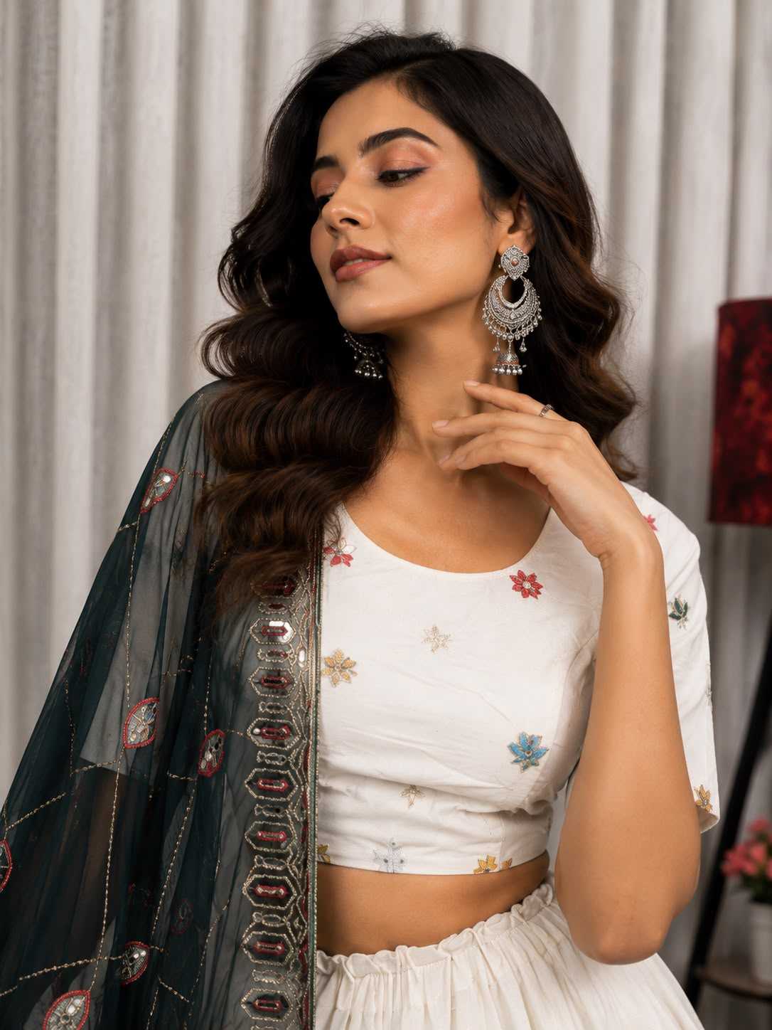 Heavy Roman Silk Embroidered Lehenga JT-143684